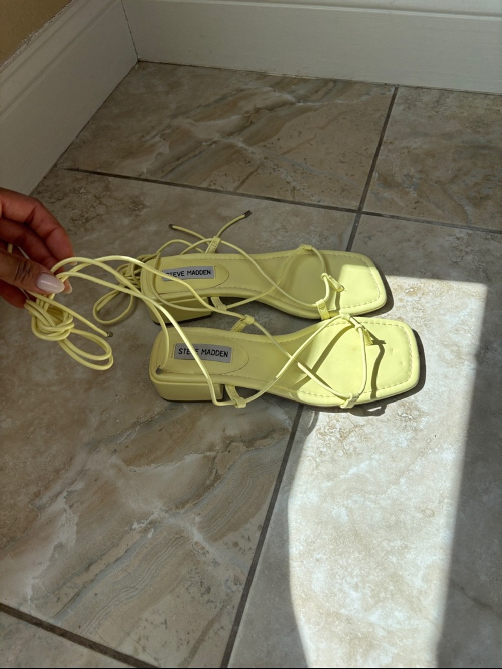 Steve Madden Lace-Up Lemon Square-Toe Sandals